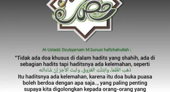 DERAJAT HADIS DOA BERBUKA “DZAHABAZH ZHAMA’U…”