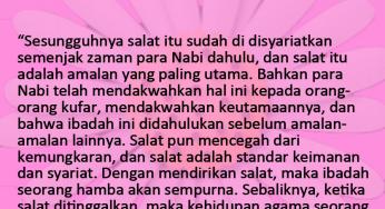 SESUNGGUHNYA SALAT ADALAH IBADAH SELURUH NABI DAN RASUL