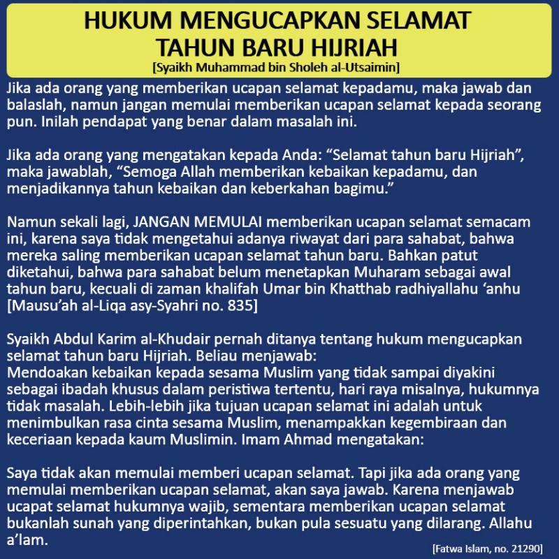 HUKUM MENGUCAPKAN SELAMAT TAHUN BARU HIJRIAH - Nasihat Sahabat