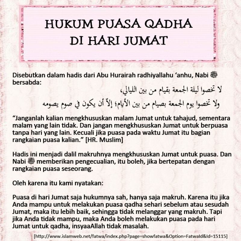 Hukum Puasa Ganti Hari Jumaat