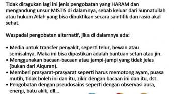 APAKAH PENGOBATAN ALTERNATIF DENGAN MENGGUNAKAN MEDIA TELUR TERMASUK PENGOBATAN HARAM?