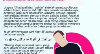 HUKUM MENGUCAPKAN SHADAQALLAHUL AZHIM SETELAH MEMBACA ALQURAN