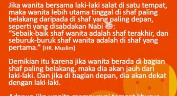 JIKA SALAT BERJAMAAH BERSAMA LAKI-LAKI, DI MANA SHAFF YANG PALING AFDHAL UNTUK WANITA?