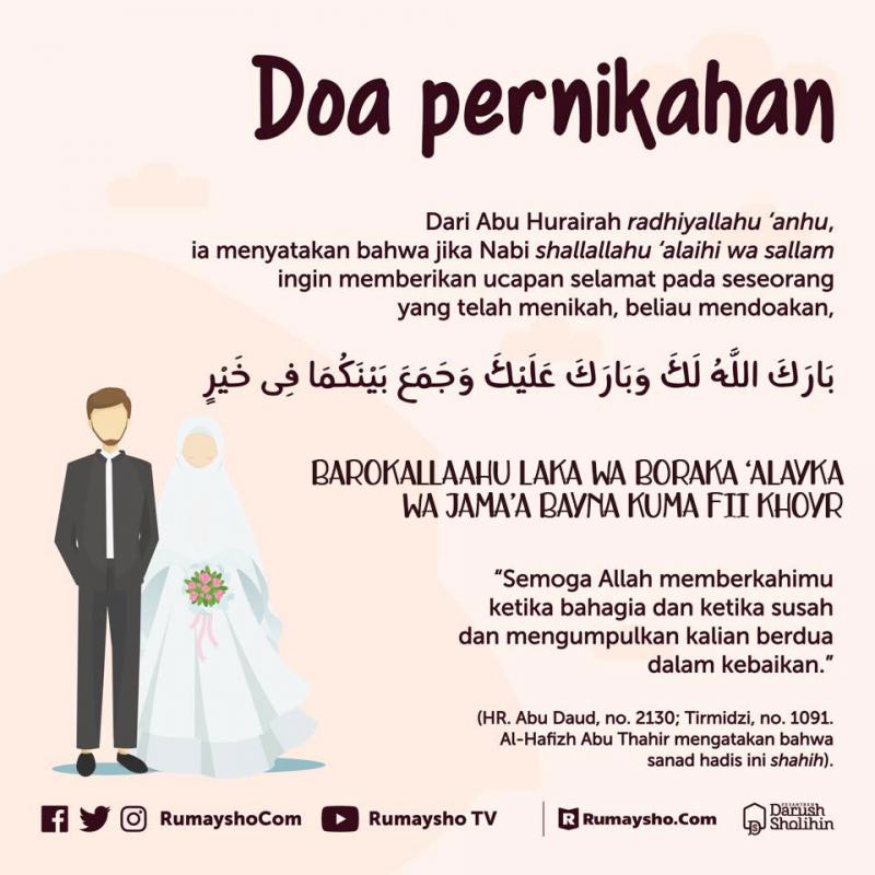 DOAKANLAH KEBERKAHAN BAGI PENGANTIN PRIA DAN WANITA Nasihat Sahabat