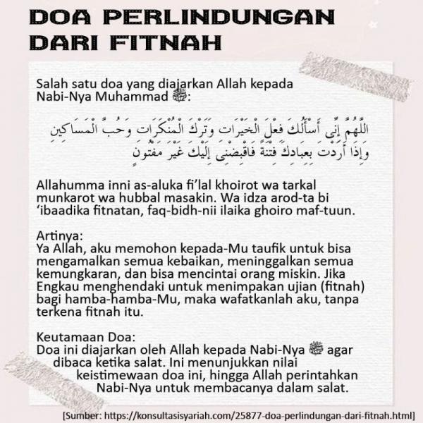 DOA MEMOHON PERLINDUNGAN DARI FITNAH - Nasihat Sahabat