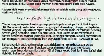 BUTUH DALIL: BAHAGIAKAN ANAK YATIM DI HARI ASYURA