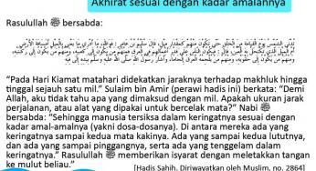 KETIKA MATAHARI DIDEKATKAN DENGAN JARAK SATU MIL DI PADANG MAHSYAR