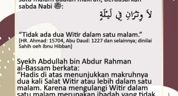 BOLEHKAH MENGERJAKAN SALAT WITIR DUA KALI DALAM SATU MALAM?
