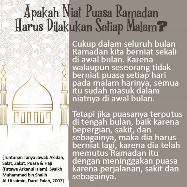 APAKAH NIAT PUASA RAMADAN HARUS DILAKUKAN SETIAP MALAM?