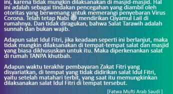 BAGAIMANA KETENTUAN SALAT TARAWIH, SALAT IED DAN ZAKAT FITRI DI SAAT PANDEMI CORONA?