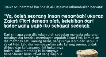 HUKUM MEMBAYAR ZAKAT FITRI MELEBIHI UKURAN DENGAN NIAT KELEBIHAN DARI KADAR YANG WAJIB SEBAGAI SEDEKAH
