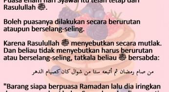 APAKAH BERPUASA ENAM HARI SYAWAL HARUS BERURUTAN?