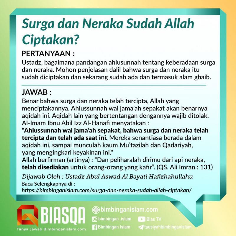 SURGA DAN NERAKA SUDAH ALLAH CIPTAKAN