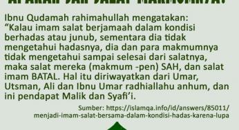 MENJADI IMAM SALAT BERJAMAAH DALAM KONDISI HADAS KARENA LUPA