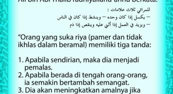 TIGA CIRI ORANG YANG SUKA RIYA
