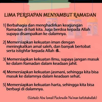 LIMA PERSIAPAN MENYAMBUT RAMADAN