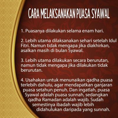 KEUTAMAAN PUASA SYAWAL DAN CARA PELAKSANAANNYA