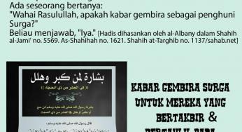 KABAR GEMBIRA SURGA UNTUK MEREKA YANG BERTAKBIR DAN BERTAHLIL PADA SEPULUH HARI PERTAMA ZULHIJAH