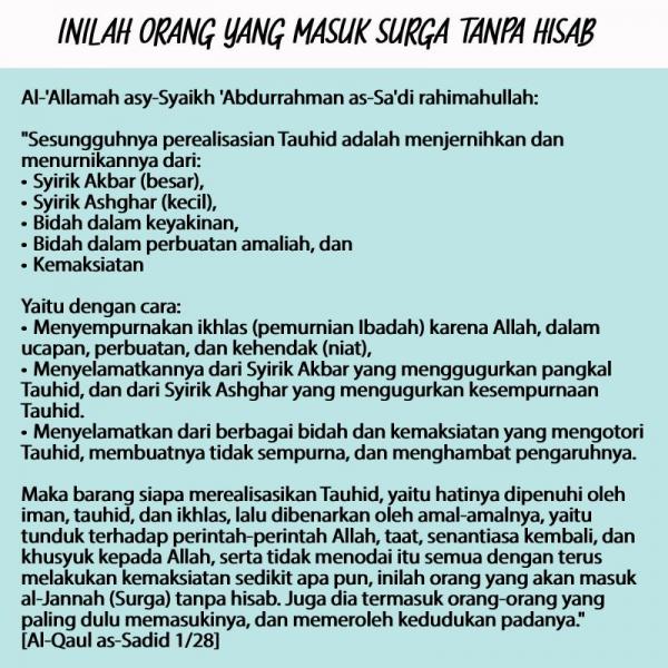 Inilah Orang Yang Masuk Al Jannah Surga Tanpa Hisab