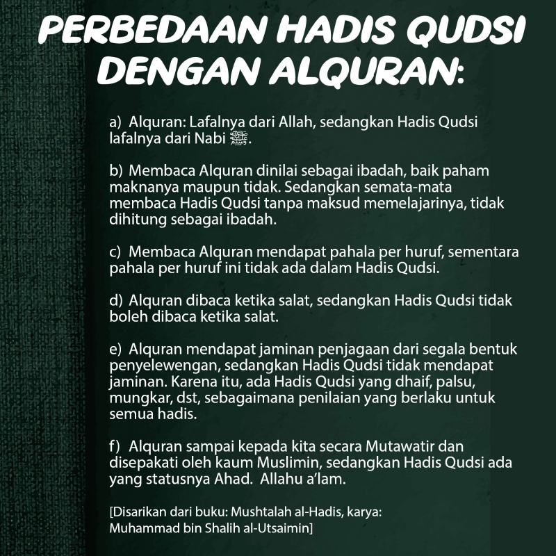 BEDA HADIS QUDSI DENGAN ALQURAN