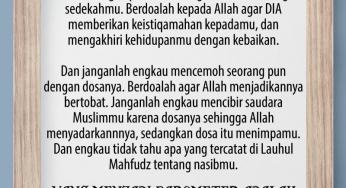 YANG MENJADI BAROMETER ADALAH AKHIR HIDUP SESEORANG