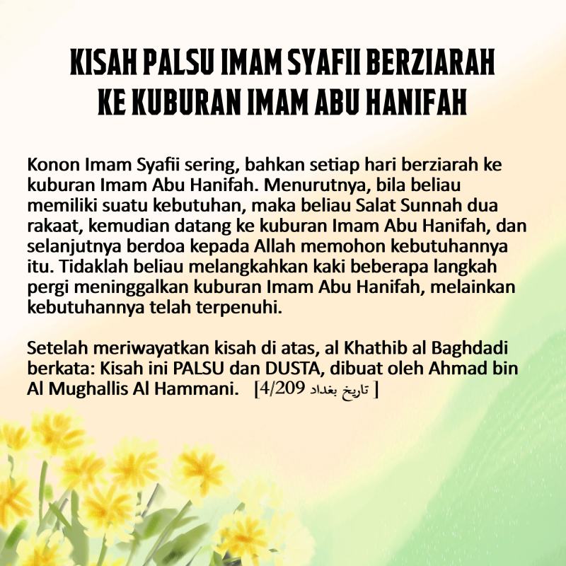Kisah Palsu Imam Syafii Berziarah Ke Kuburan Imam Abu Hanifah