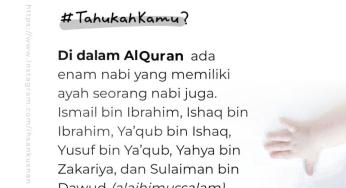 ENAM NABI YANG MEMILIKI AYAH SEORANG NABI JUGA