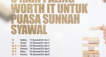 REKOMENDASI ENAM HARI UNTUK PUASA SUNNAH SYAWAL 1445H