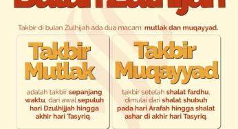 KAPAN TAKBIR MUTLAK DAN MUQAYAD DI SEPULUH HARI AWAL ZULHIJAH?